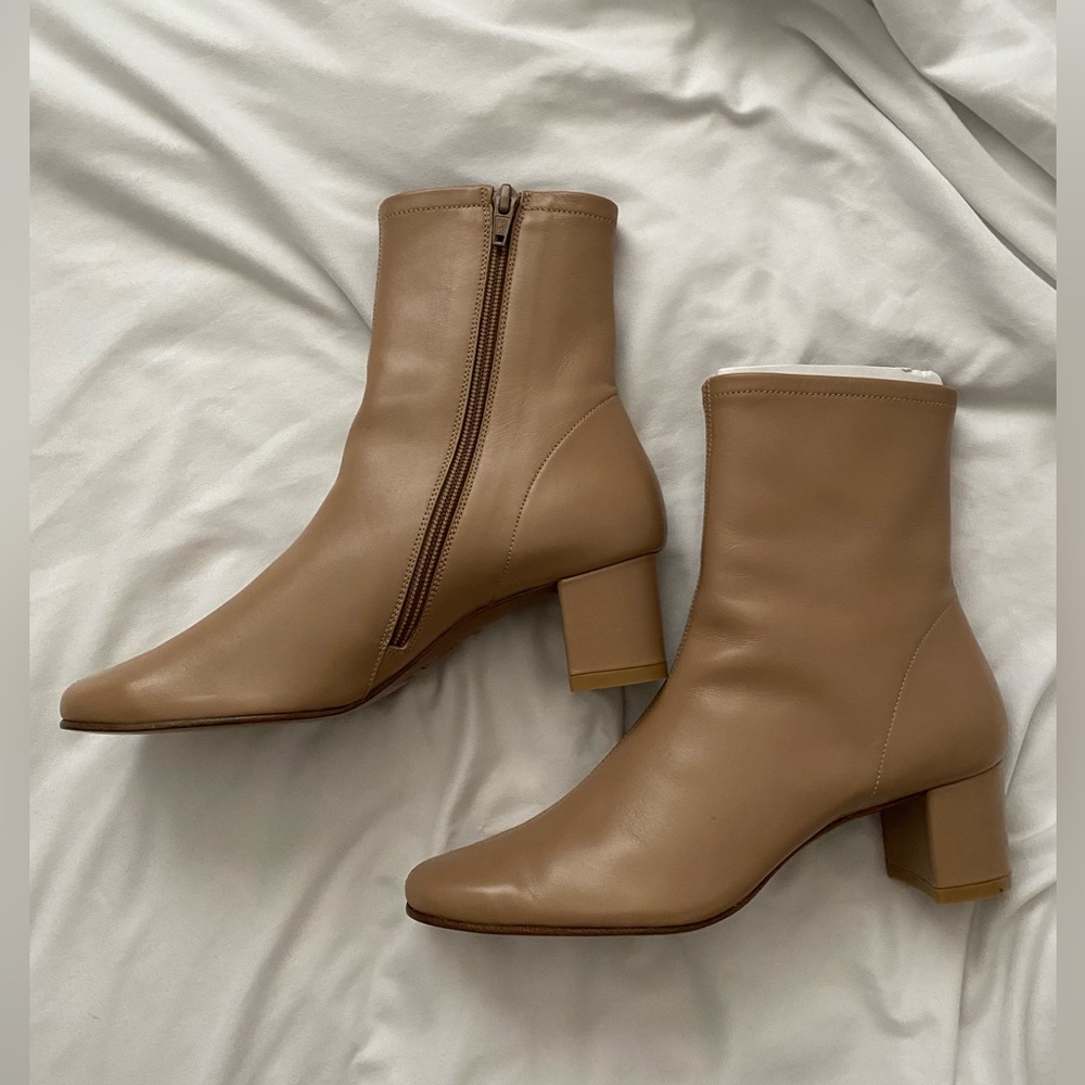 NEW By Far Sofia Nude Leather Ankle Boots size 36 / 6